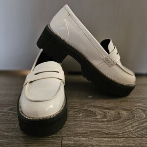 DKNY Patent Leather Platform Loafers